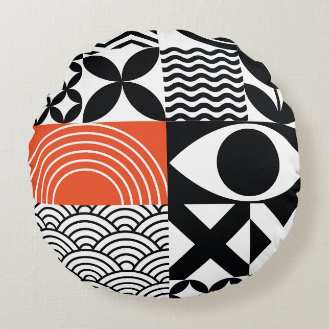 Modern Abstract: Artistiek Design Canvas. Rond Kussen (Voorkant)