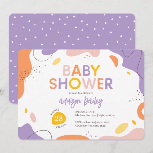 Modern Abstract Baby shower Kaart (Voorkant / Achterkant)