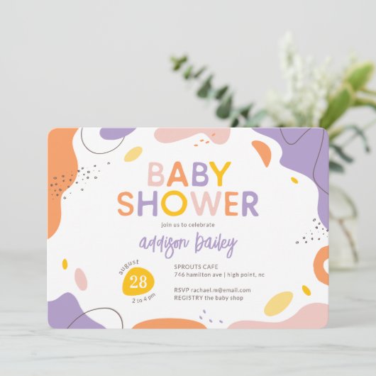 Modern Abstract Baby shower Kaart (Staand voorkant)