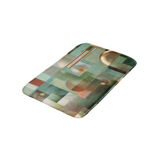 Modern Abstract Bauhaus Green Gold Pattern Badmat (Gekanteld)