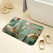 Modern Abstract Bauhaus Green Gold Pattern Badmat