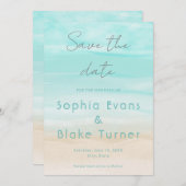 Modern Abstract Beach Bruiloft Save the Date Kaart (Voorkant / Achterkant)