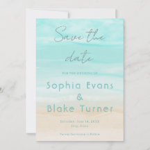 Modern Abstract Beach Bruiloft Save the Date