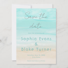 Modern Abstract Beach Bruiloft Save the Date Kaart