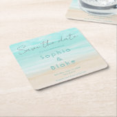 Modern Abstract Beach Bruiloft Save the Date Kartonnen Onderzetters (Schuin)