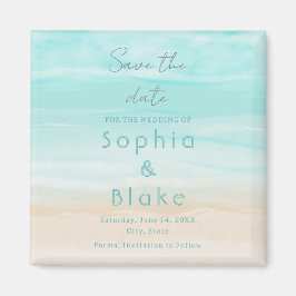 Modern Abstract Beach Bruiloft Save the Date Magneet