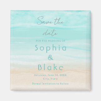 Modern Abstract Beach Bruiloft Save the Date Magneet