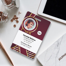 Modern Abstract Bedrijfsmedewerker ID | Burgundy Badge