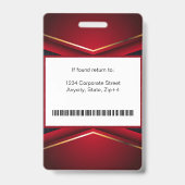 Modern Abstract Bedrijfsmedewerker Id | Rood Navy Badge (Achterkant)