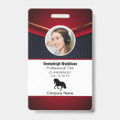 Modern Abstract Bedrijfsmedewerker Id | Rood Navy Badge (Voorzijde)
