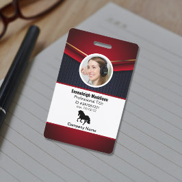 Modern Abstract Bedrijfsmedewerker Id | Rood Navy Badge