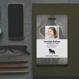 Modern Abstract Bedrijfsmedewerker Id | Zilver Gri Badge
