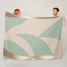 Modern Abstract beige groen goud Fleece Deken