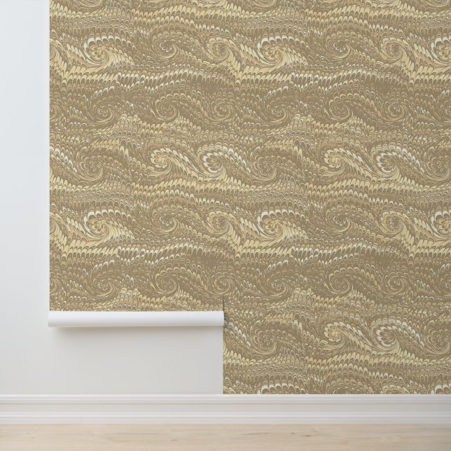 Modern Abstract beige wervelingen marmeren patroon Behang (Applicatie)