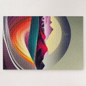 Modern Abstract berglandschap minimalistisch Legpuzzel (Horizontaal)