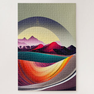 Modern Abstract berglandschap minimalistisch Legpuzzel