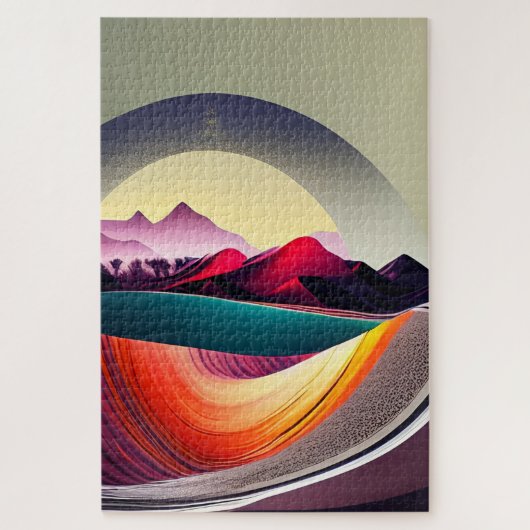 Modern Abstract berglandschap minimalistisch Legpuzzel (Verticaal)