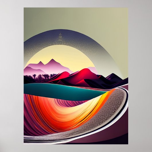 Modern Abstract berglandschap minimalistisch Poster (Voorkant)