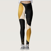Modern Abstract Black and Gold Organic Pattern Leggings (Voorkant)