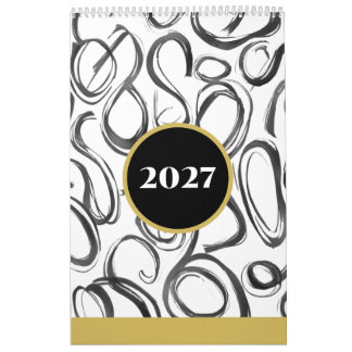 Modern Abstract Black Gold 2027 Wall Calendar Kalender