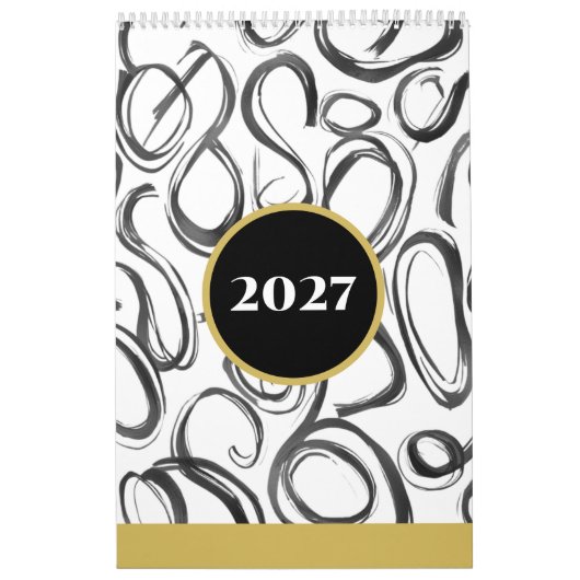Modern Abstract Black Gold 2027 Wall Calendar Kalender (Hoes)
