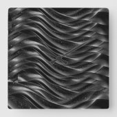 Modern Abstract Black Waves Wall Clock – Vierkante Klok (Voorkant)