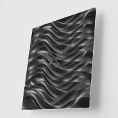 Modern Abstract Black Waves Wall Clock – Vierkante Klok (Hoek)