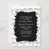 Modern Abstract Black White Music Wedding Invite Kaart (Voorkant)