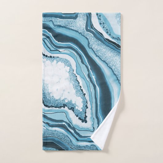 Modern Abstract blauw agate Geode Gemstone Bad Handdoek (Handdoek)