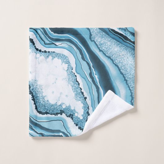 Modern Abstract blauw agate Geode Gemstone Bad Handdoek (Wasdoekje)