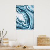 Modern Abstract blauw agate Geode Gemstone Poster (Keuken)