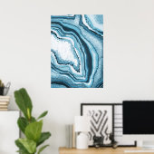 Modern Abstract blauw agate Geode Gemstone Poster (Thuiskantoor)