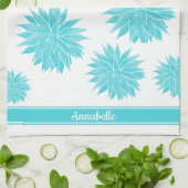 Modern Abstract blauw Agave Patroon | Gepersonalis Theedoek (Gevouwen)