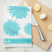 Modern Abstract blauw Agave Patroon | Gepersonalis Theedoek (Quarter Fold)