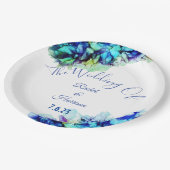 Modern Abstract Blauw Blauwgroen en Turquoise Wedd Papieren Bordje (Gekanteld)