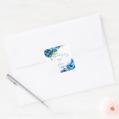 Modern Abstract Blauw Blauwgroen en Turquoise Wedd Vierkante Sticker (Envelop)