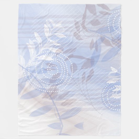 Modern Abstract Blauw Botanisch Blad Fleece Deken (Voorkant)