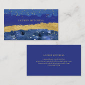 Modern Abstract | Blauw en goud Visitekaartje (Voorkant / Achterkant)