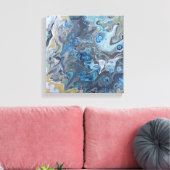 Modern Abstract Blauw en Grijs Schilderen Canvas Afdruk (Insitu (Woonkamer))