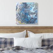Modern Abstract Blauw en Grijs Schilderen Canvas Afdruk (Insitu (Slaapkamer))