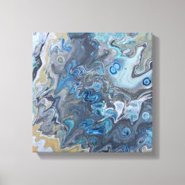 Modern Abstract Blauw en Grijs Schilderen Canvas Afdruk