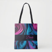 Modern Abstract-blauw en roze-bruid- Tote Bag (Voorkant)