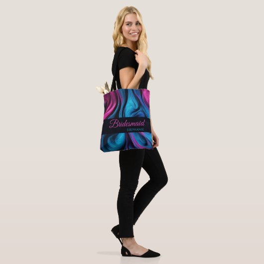 Modern Abstract-blauw en roze-bruidsmeisje- Tote Bag (Op model)