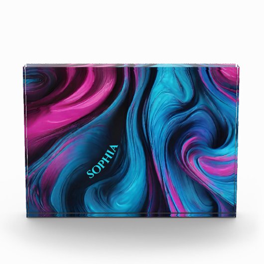 Modern Abstract-Blauw en Roze- Fotoblokken (Voorkant)