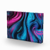 Modern Abstract-Blauw en Roze- Fotoblokken (Rechts)