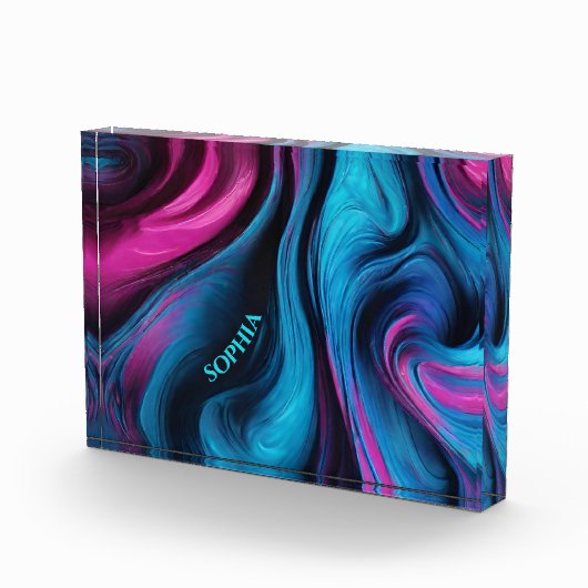 Modern Abstract-Blauw en Roze- Fotoblokken (Rechts)