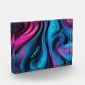 Modern Abstract-Blauw en Roze- Fotoblokken (Links)