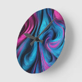 Modern Abstract-blauw en roze Ronde Klok (Hoek)