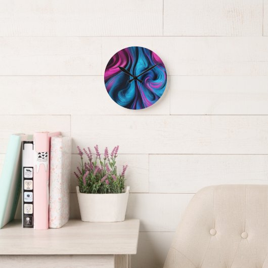 Modern Abstract-blauw en roze Ronde Klok (Leeskamer)