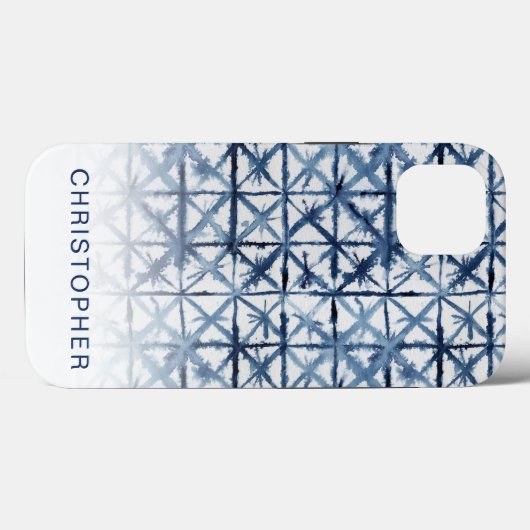 Modern Abstract blauw en wit Shibori-patroon Case-Mate iPhone Case (Achterkant (horizontaal))